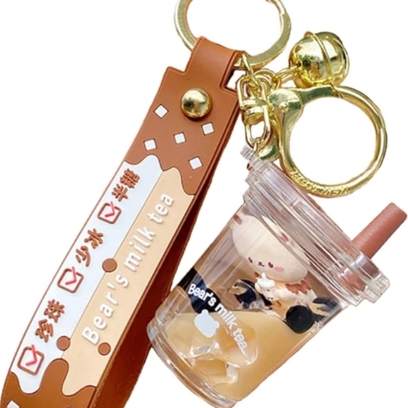 Bear's Milk Tea Phone Charm Keychain - Brown - Picture 2 of 10